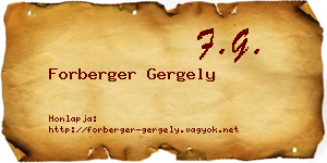 Forberger Gergely névjegykártya